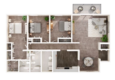Floor plan for 3 beds, 2 baths, 1660 sqft
